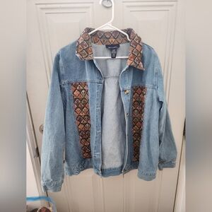 Denim&Co Vintage 90s Tapestry Bohemian Hippie Panel Jacket - L